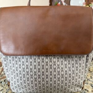 Fossil Tan and Cream Unisex Backpack